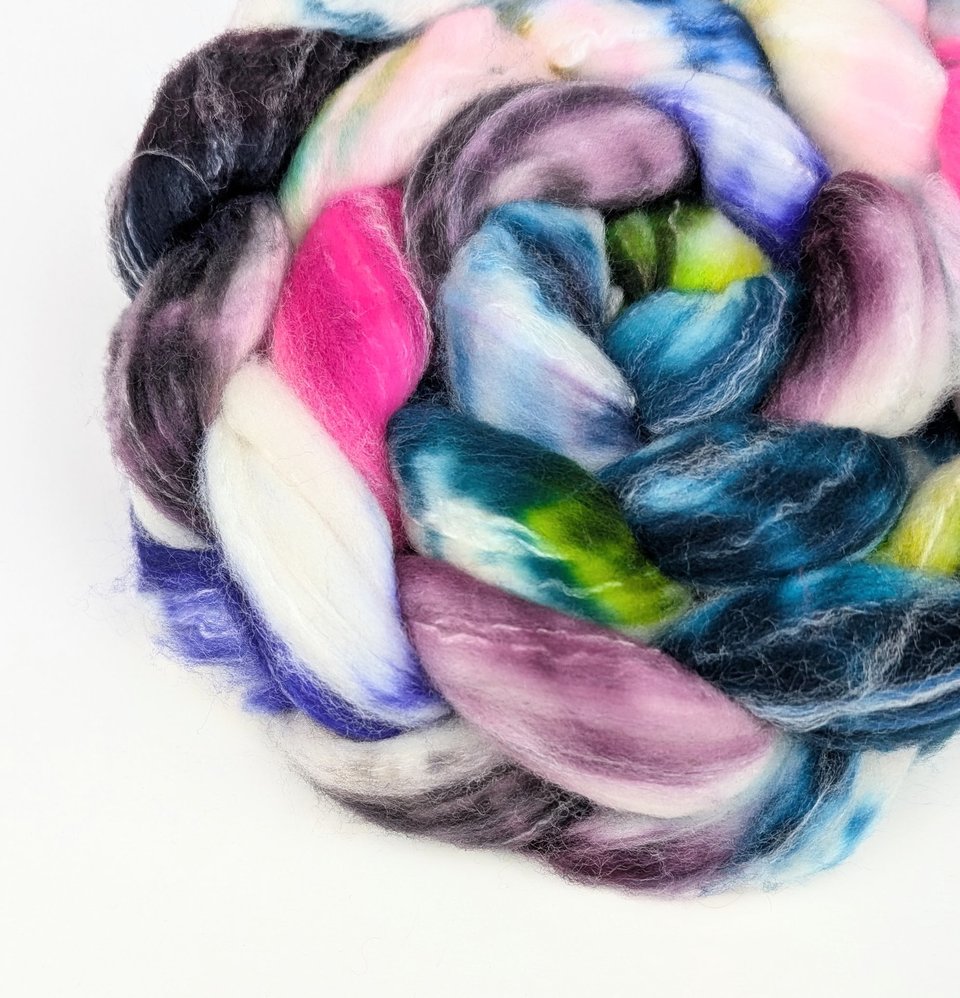Hand Painted Top / Roving | SW Merino / Bamboo / Nylon | Jazzercise