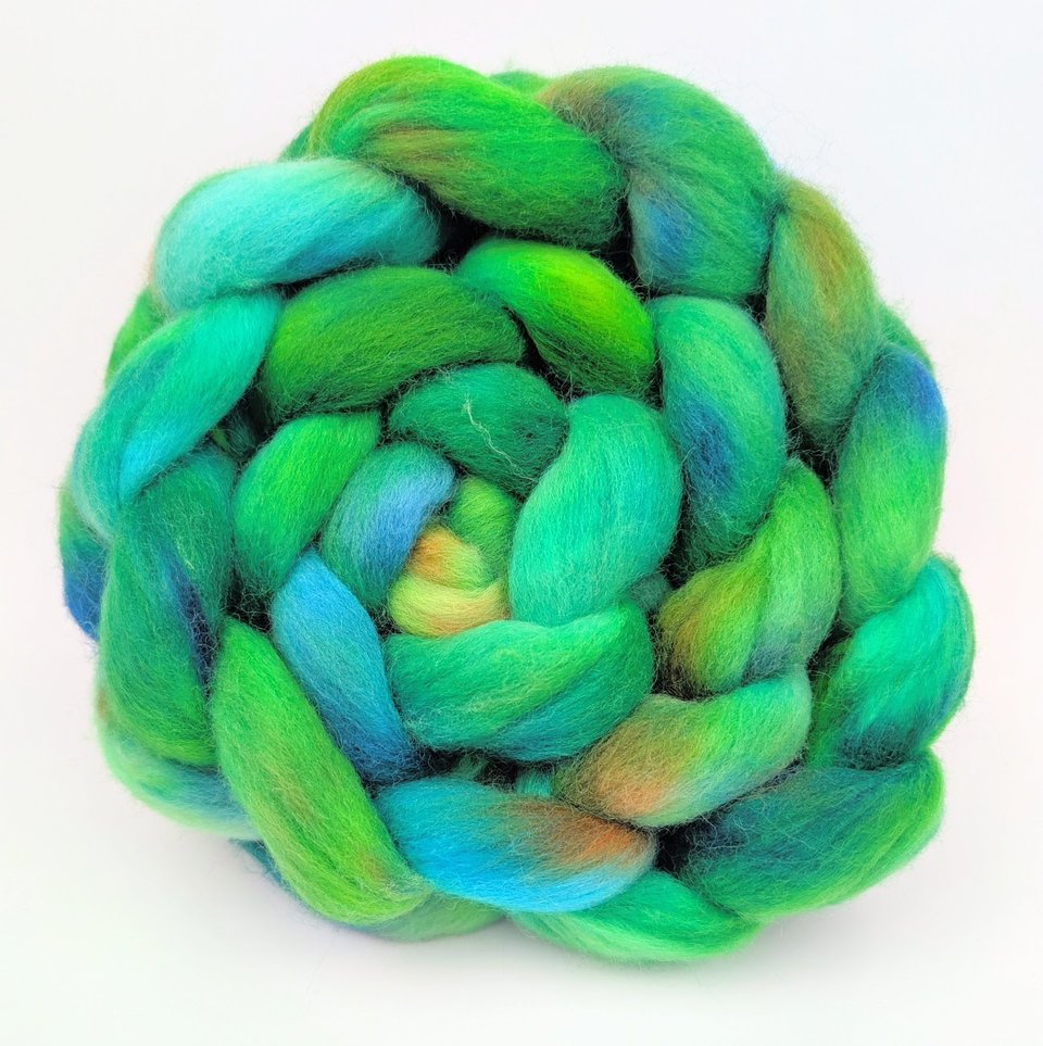 Hand Painted Top / Roving | Advent Day 22 | Corriedale | Paintball