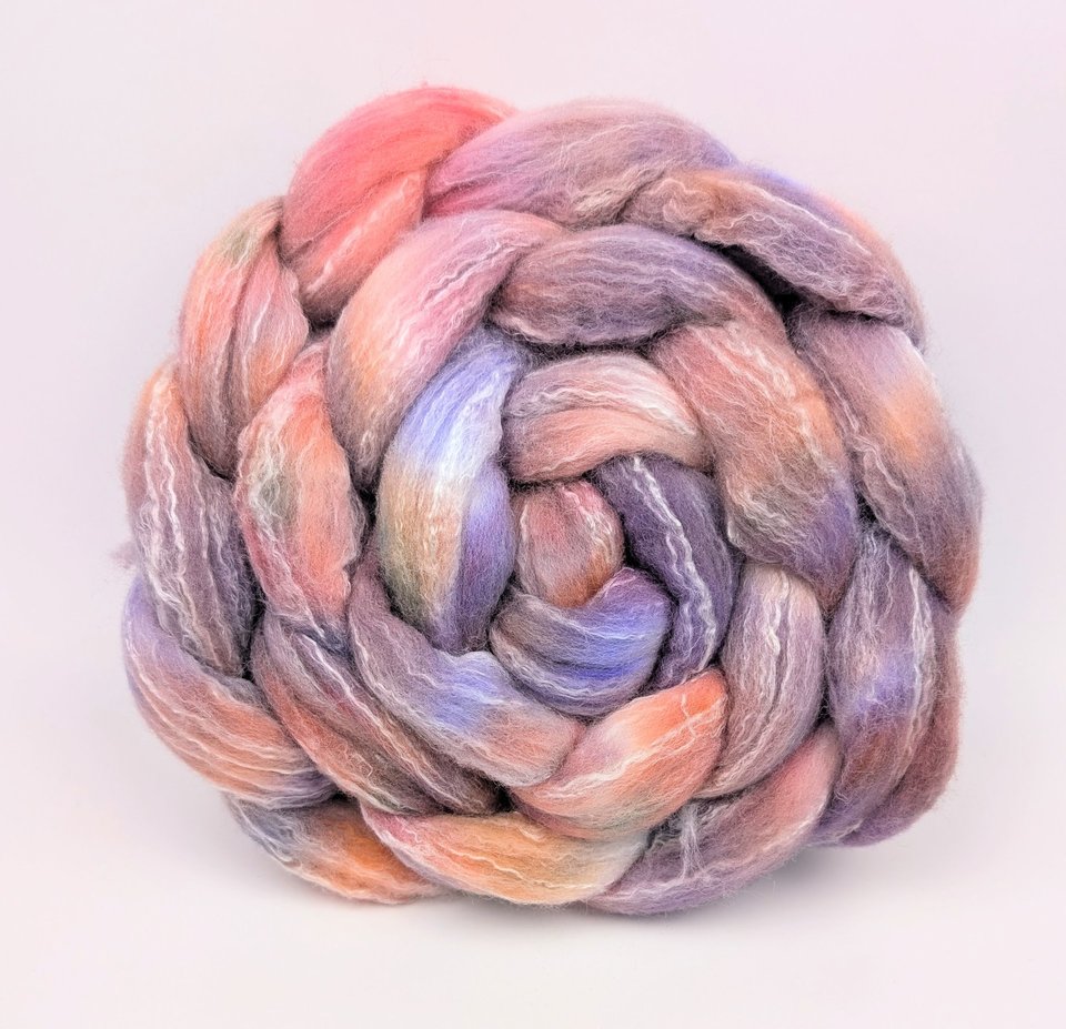 Hand Painted Top / Roving | Advent Day 4 | Polwarth / Nylon / Bamboo | Tea Party