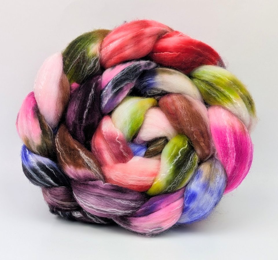 Hand Painted Top / Roving | Advent Day 16 | Superwash Merino / Nylon / Bamboo | Candy Orchard