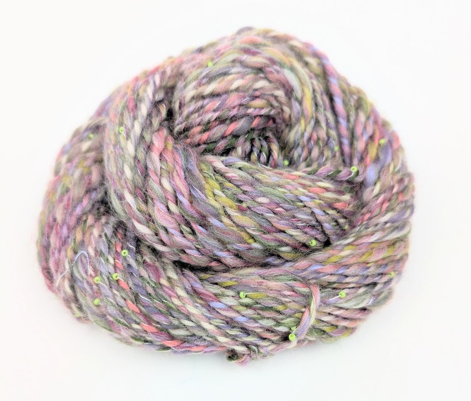 Handspun Beaded Yarn | Mixed Fibers
