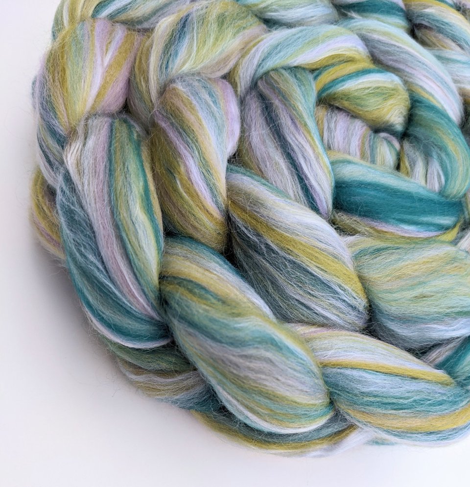 Merino Roving / Combed Top - Spinning Fiber - Custom Blended - Water Lily