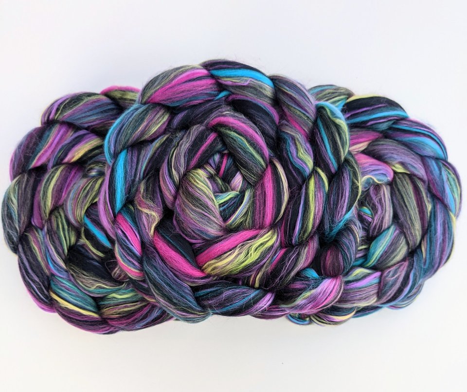 Merino Roving / Combed Top - Spinning Fiber - Custom Blended -  Black Magic