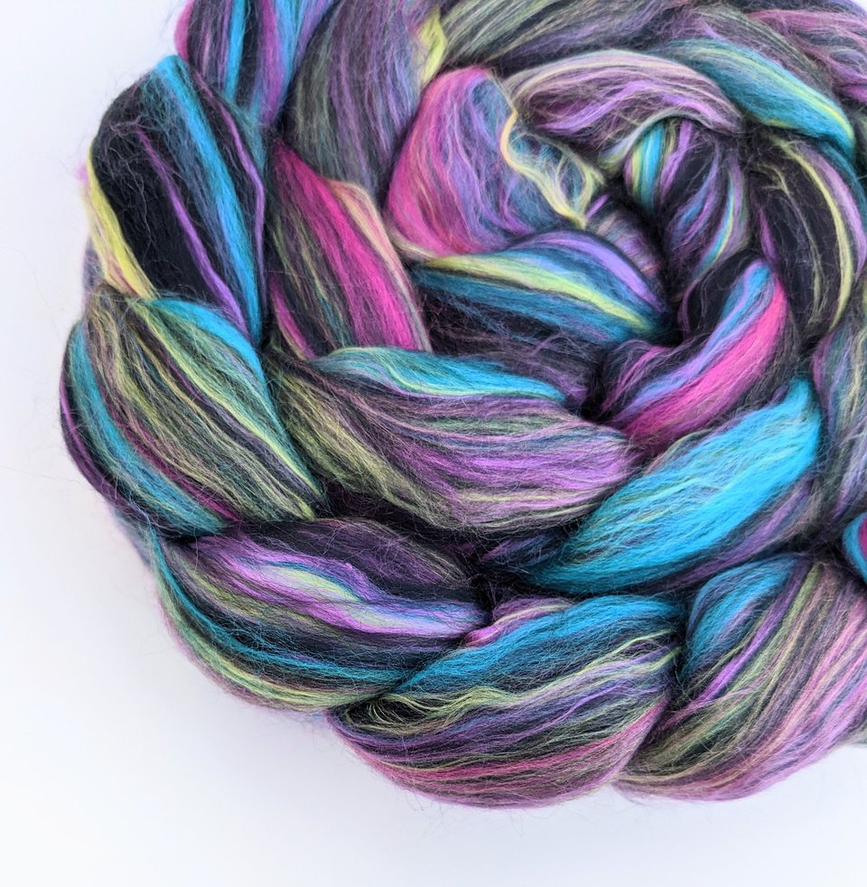 Merino Roving / Combed Top - Spinning Fiber - Custom Blended -  Black Magic