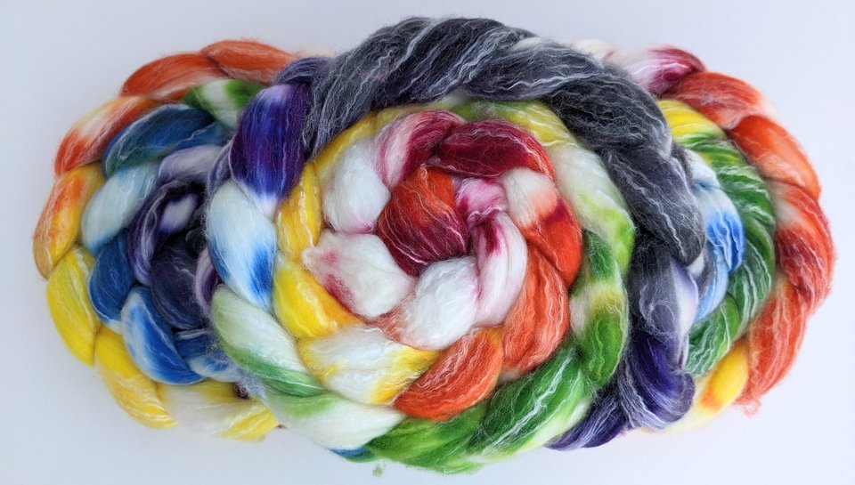 Hand Painted Top / Roving | SW Merino / Bamboo / Nylon | Taste The Rainbow