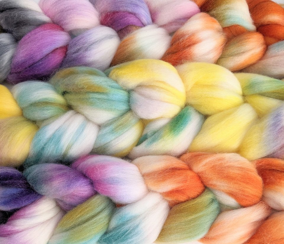 Hand Painted Top / Roving | 18.5 Micron Merino | Pixie Dust