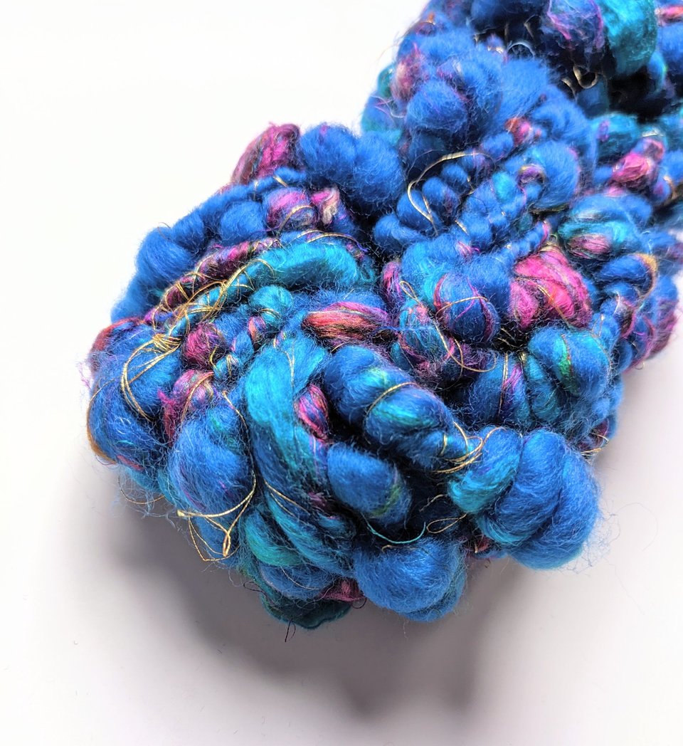 Handspun Art Yarn | Merino / Silk / Sari Silk | Coil Yarn