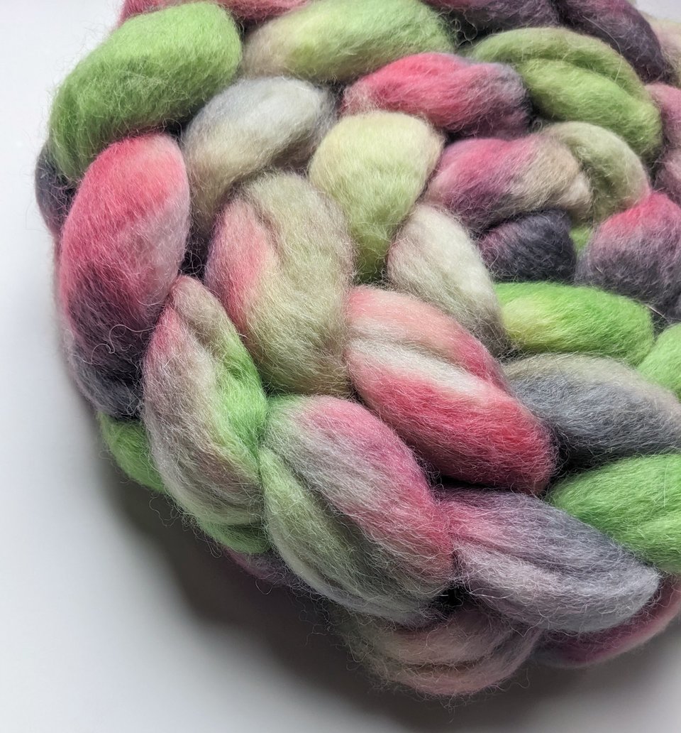 Hand Painted Top / Roving | Baby Alpaca | Mistletoe