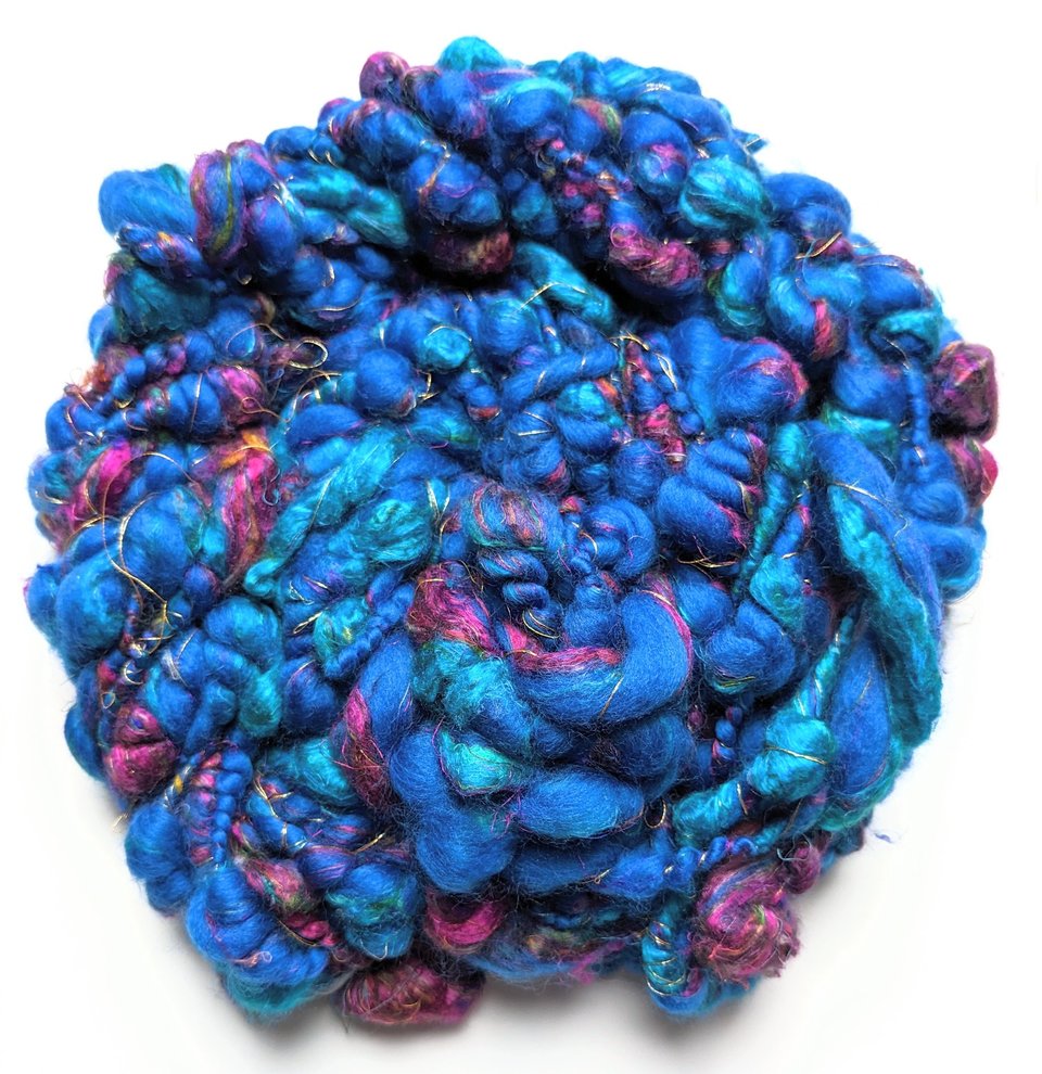 Blue Yarn, Handspun Art Yarn, Colorful Yarn, Sparkle Yarn, Wool Silk Yarn,  Crochet Chunky Yarn, Weaving Yarn, Bulky Yarn, Speckled Yarn -  Sweden