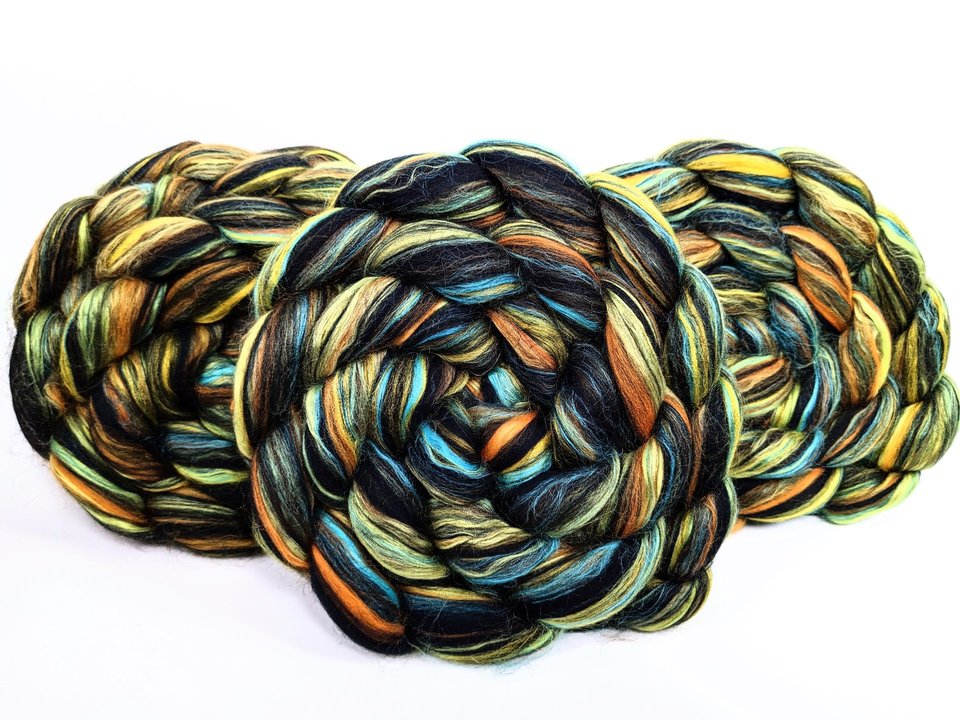 Merino Roving / Combed Top - Spinning Fiber - Custom Blended -  Space Invaders