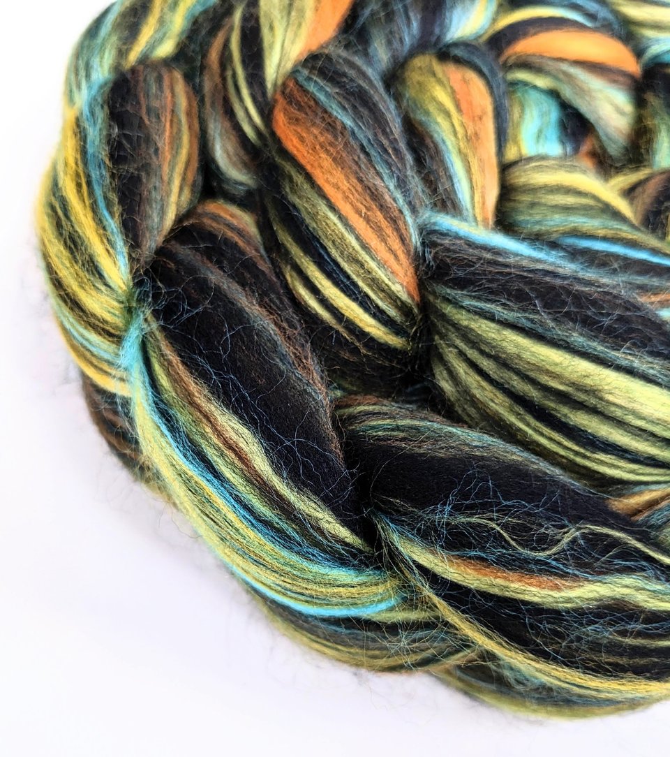 Merino Roving / Combed Top - Spinning Fiber - Custom Blended -  Space Invaders