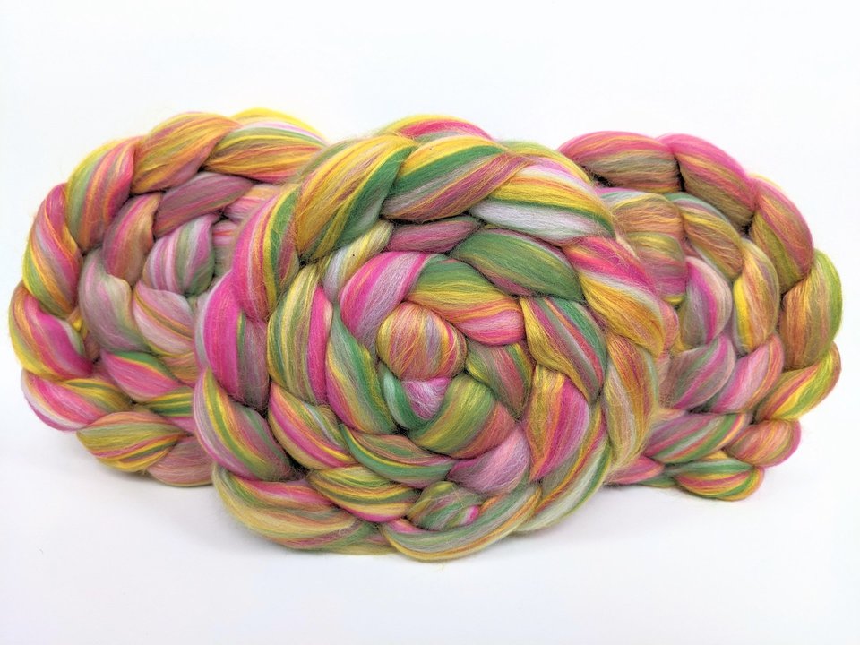 Merino Roving / Combed Top - Spinning Fiber - Custom Blended - Hungry Hungry Hippos