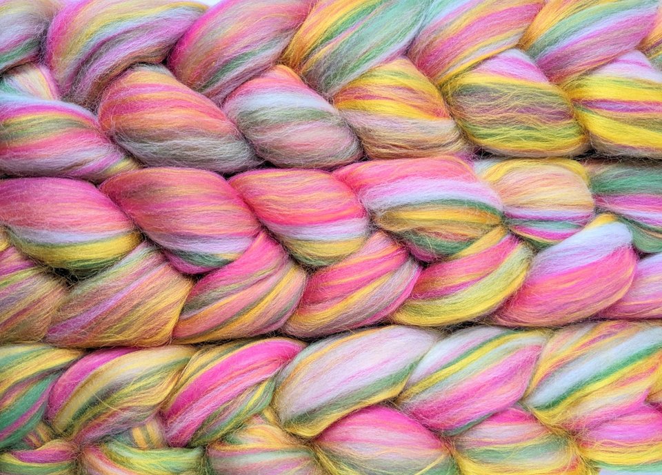 Merino Roving / Combed Top - Spinning Fiber - Custom Blended - Hungry Hungry Hippos