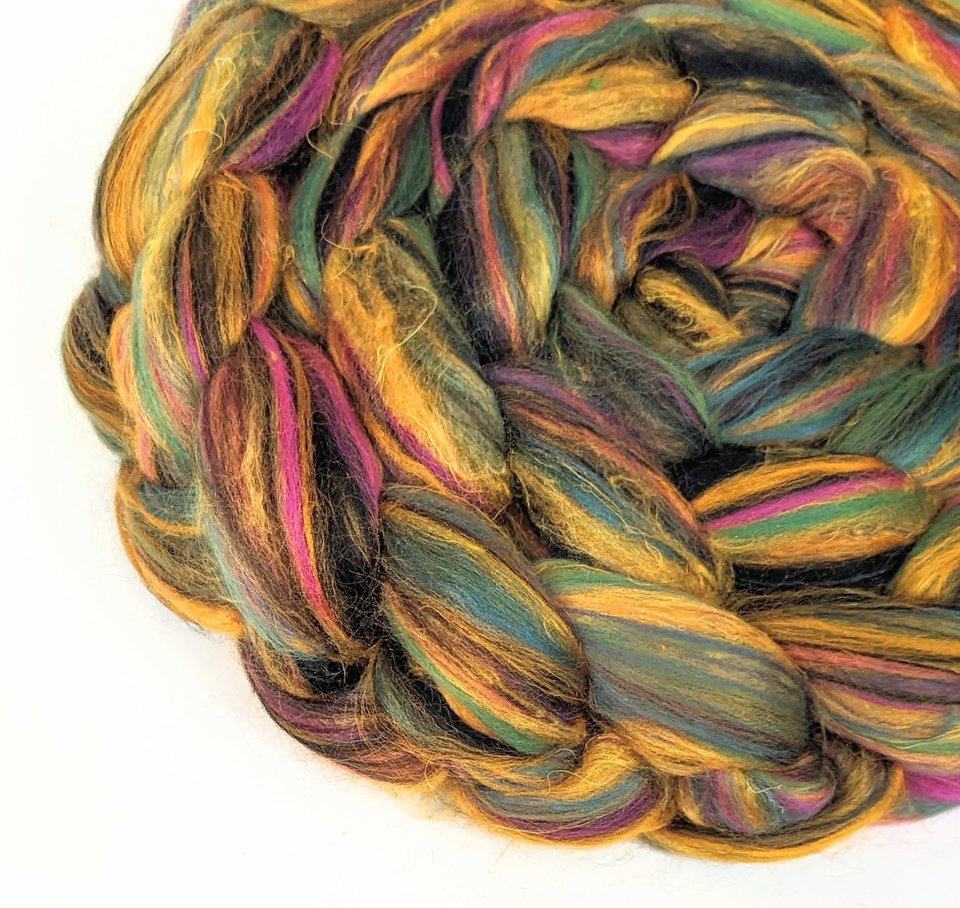 Merino Roving - Combed Top - Spinning Fiber - Custom Blended - Hocus Pocus