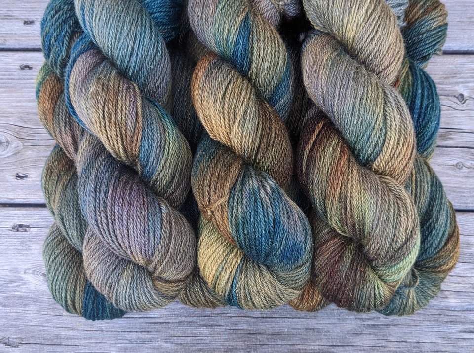 Hand Dyed. Hand Painted Yarn - BFL / Silk / Stellina - Kraken
