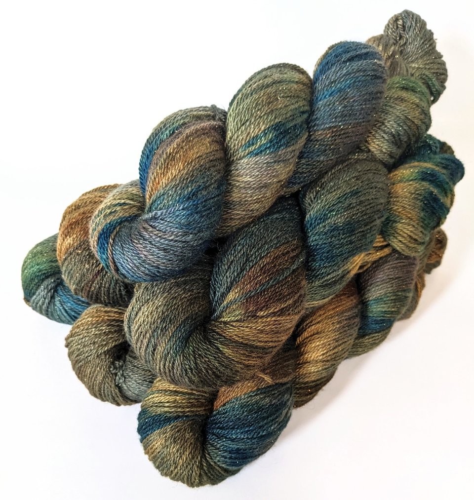 Hand Dyed. Hand Painted Yarn - BFL / Silk / Stellina - Kraken