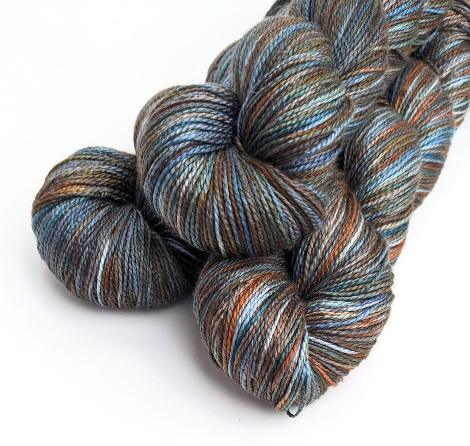 Hand Dyed. Hand Painted Yarn - Mulberry Silk - Fingering Weight Yarn - Terra Firma