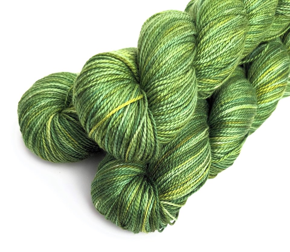 Hand Dyed. Hand Painted Yarn - Mulberry Silk - Fingering Weight Yarn - Turtle Power