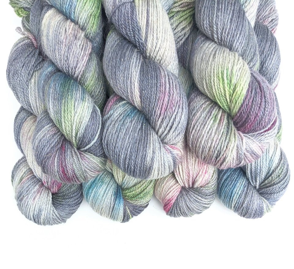 Hand Dyed. Hand Painted Yarn - BFL / Silk / Stellina - Silence