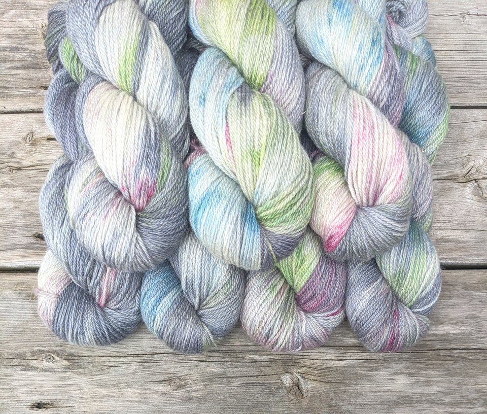 Hand Dyed. Hand Painted Yarn - BFL / Silk / Stellina - Silence