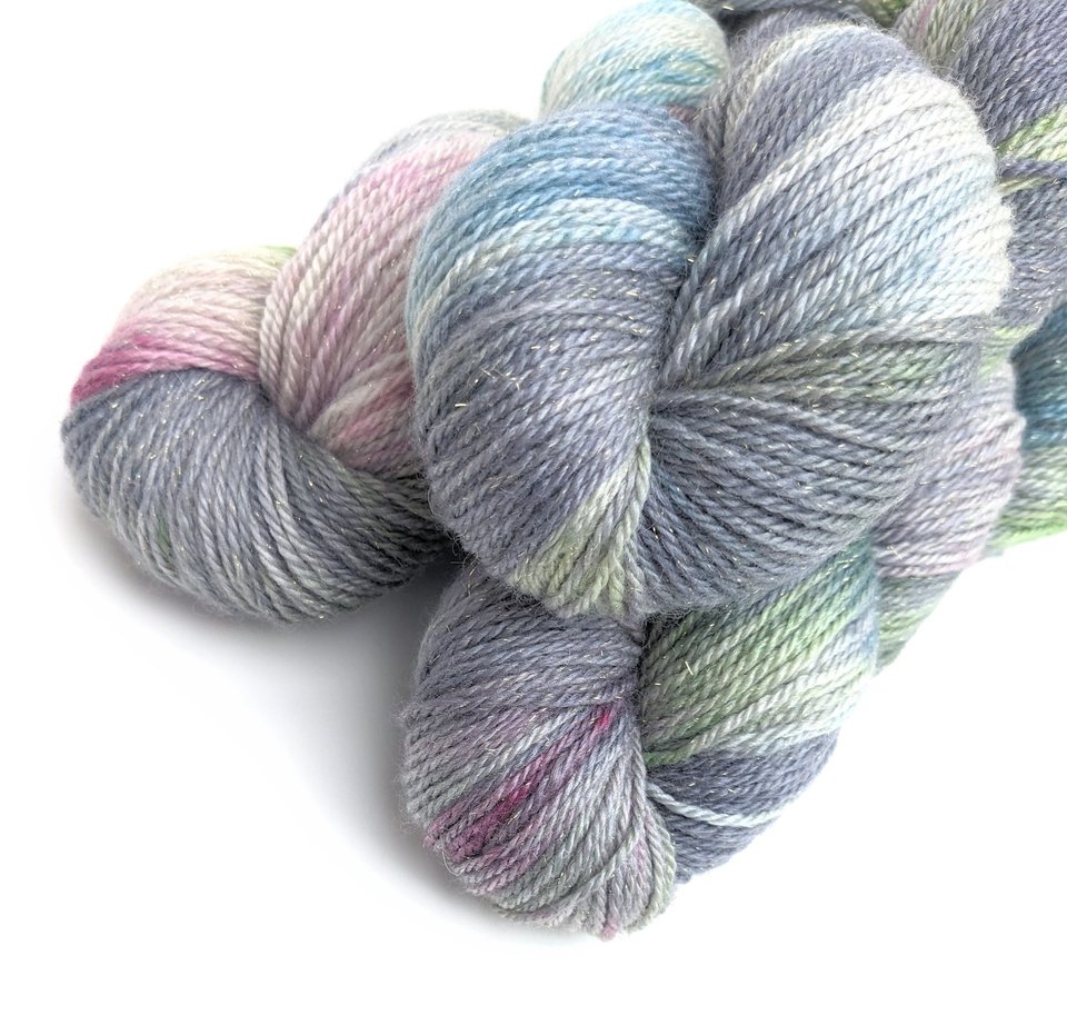 Hand Dyed. Hand Painted Yarn - BFL / Silk / Stellina - Silence