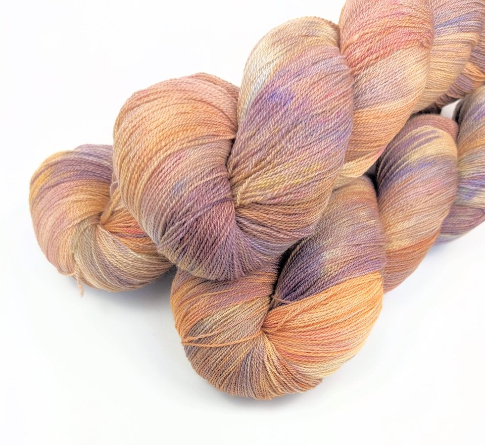 Hand Dyed / Painted Yarn | Lace Weight | Merino / Silk | Mango Tango