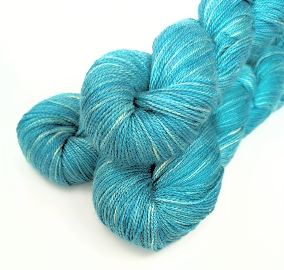 Hand Dyed. Hand Painted Yarn - Mulberry Silk - Fingering Weight Yarn - Shiver