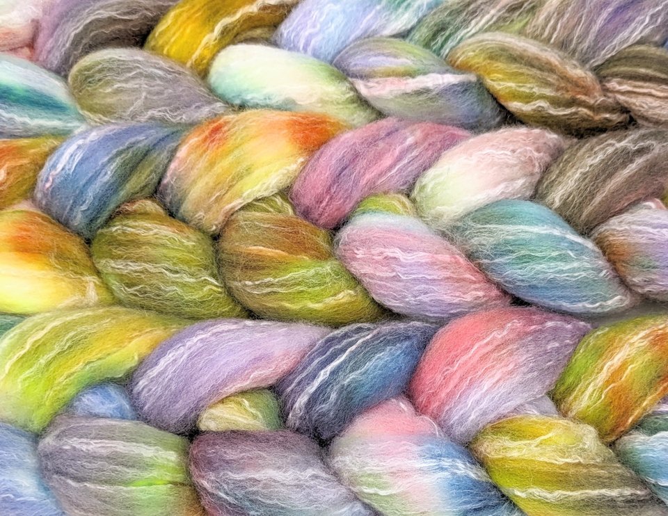 Hand Painted Top / Roving | Polwarth / Bamboo / Nylon | Prism