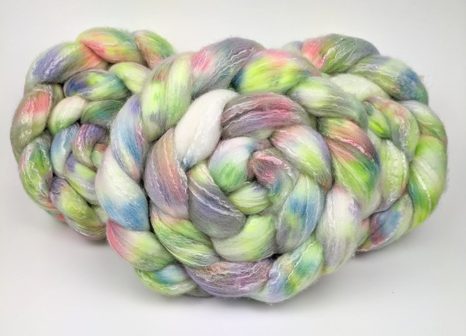 Hand Painted Top / Roving | Polwarth / Bamboo / Nylon | Electric Slide