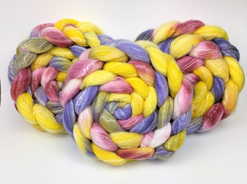 Hand Painted Top / Roving | Polwarth / Bamboo / Nylon | Sweet Tarts