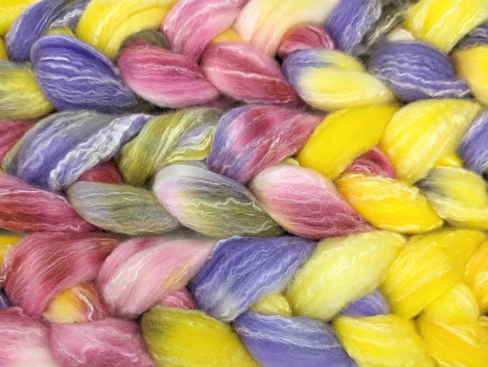 Hand Painted Top / Roving | Polwarth / Bamboo / Nylon | Sweet Tarts