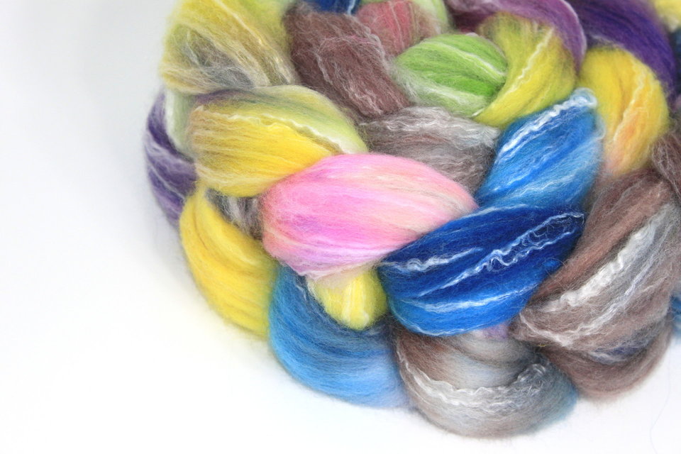 Hand Painted Top / Roving | Polwarth / Bamboo / Nylon | Rapunzel