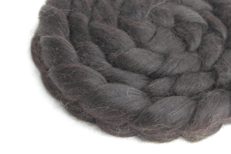 Black Baby Alpaca - Undyed Combed Top - Natural Roving - Spinning Fiber