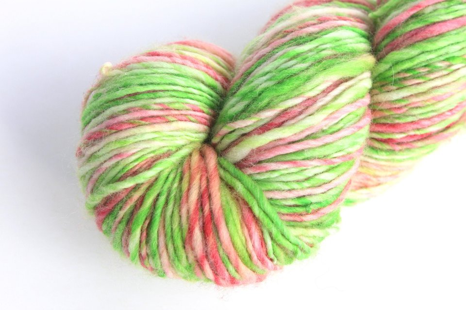 Handspun Yarn | Single Ply | Superwash BFL | Watermelon Ice