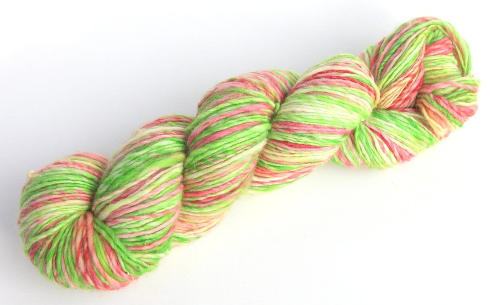 Handspun Yarn | Single Ply | Superwash BFL | Watermelon Ice