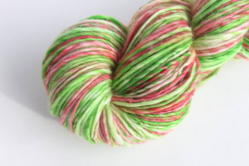 Handspun Yarn | Single Ply | Superwash BFL | Watermelon Ice