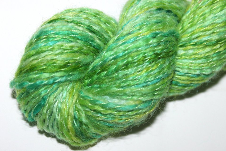 Handspun Twist Yarns | 2-Ply | Merino / Silk | Lime Slushie