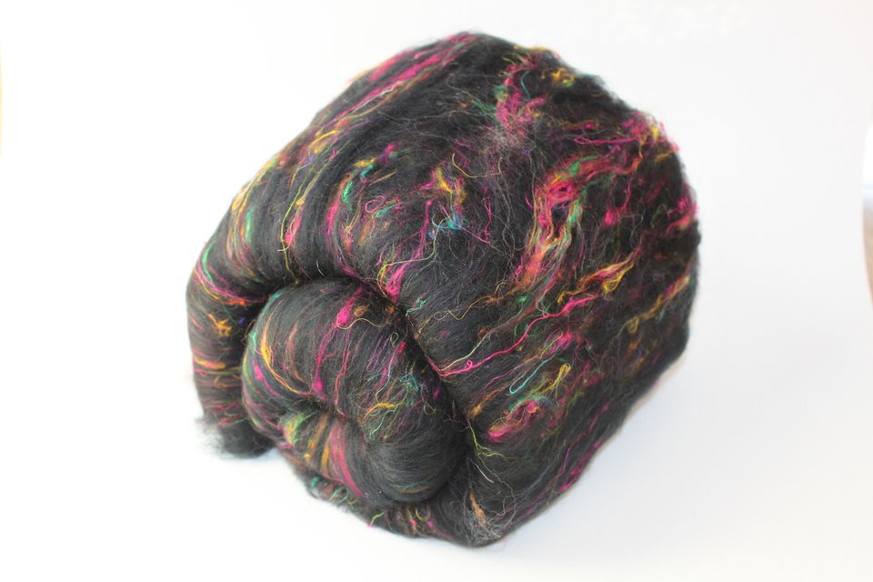 Spinning Fiber Batt - Merino / Sari Silk - All Colours