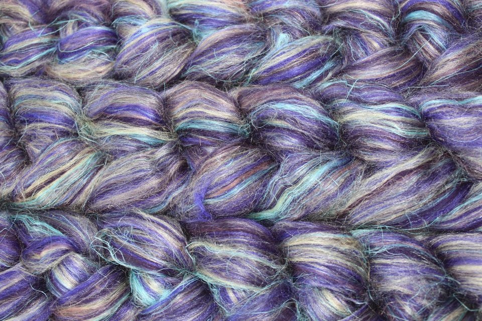 Blended Roving / Top | Merino / Flax / Muga Silk / Tussah Silk | Galaxy