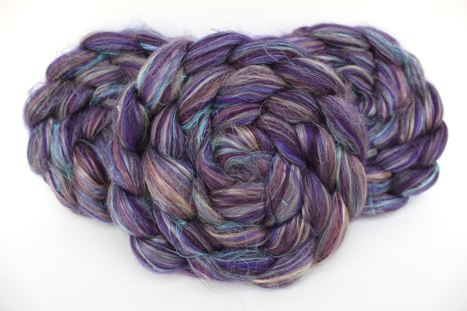 Blended Roving / Top | Merino / Flax / Muga Silk / Tussah Silk | Galaxy