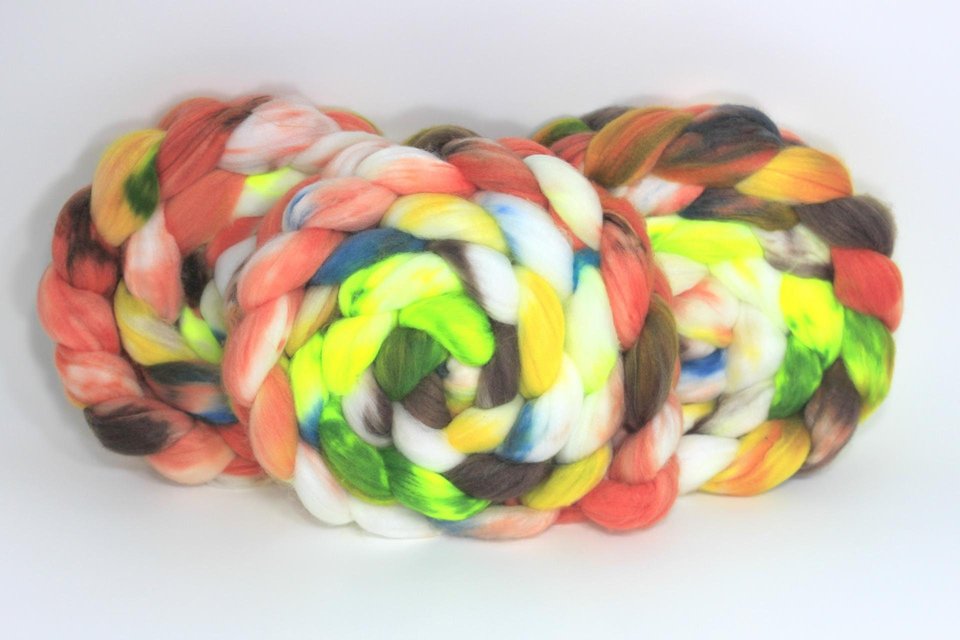 Hand Painted Top / Roving | Faux Cashmere / Nylon | Tequila Sunrise