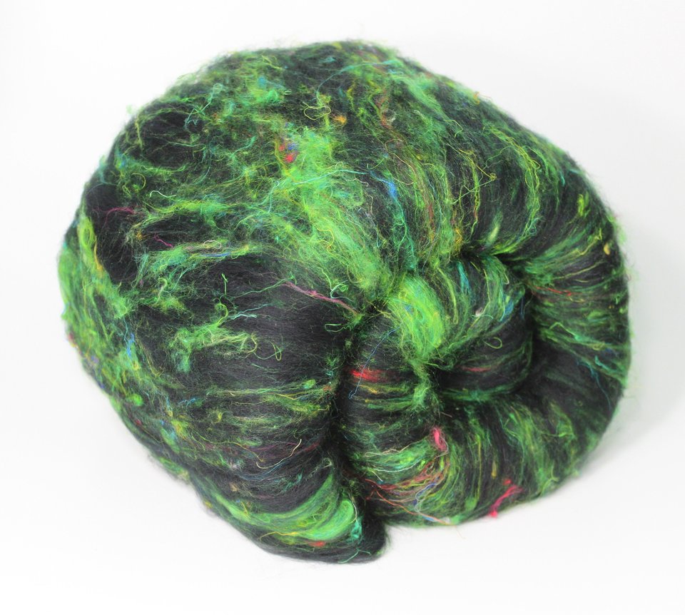 Spinning Fiber Batt - Merino / Sari Silk - All Colours