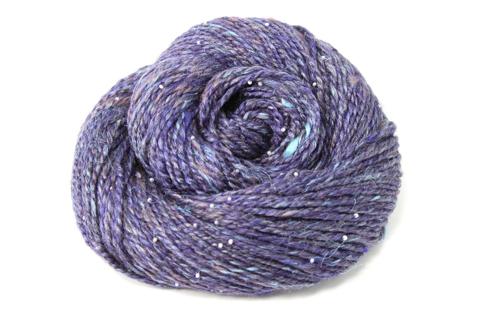 Handspun Beaded Yarn | Merino / Muga Silk / Flax | Galaxy