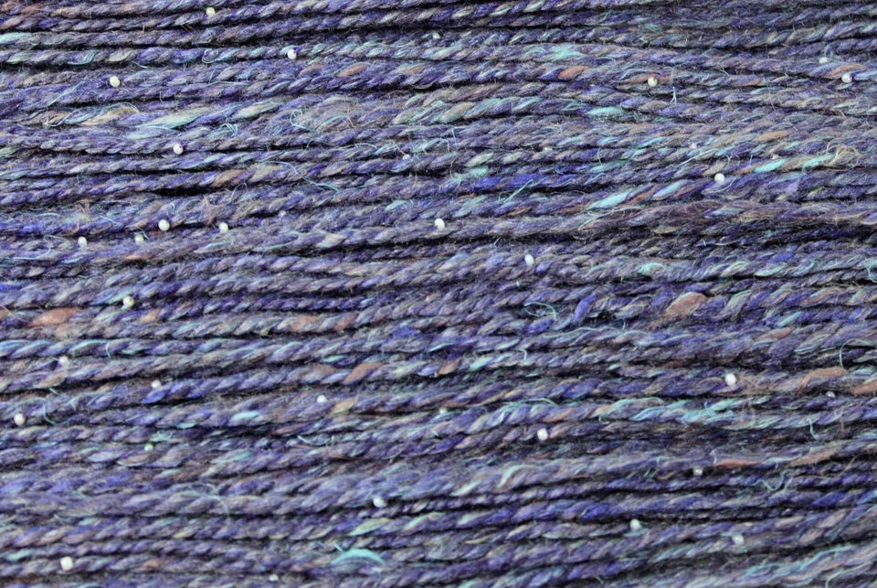 Handspun Beaded Yarn | Merino / Muga Silk / Flax | Galaxy