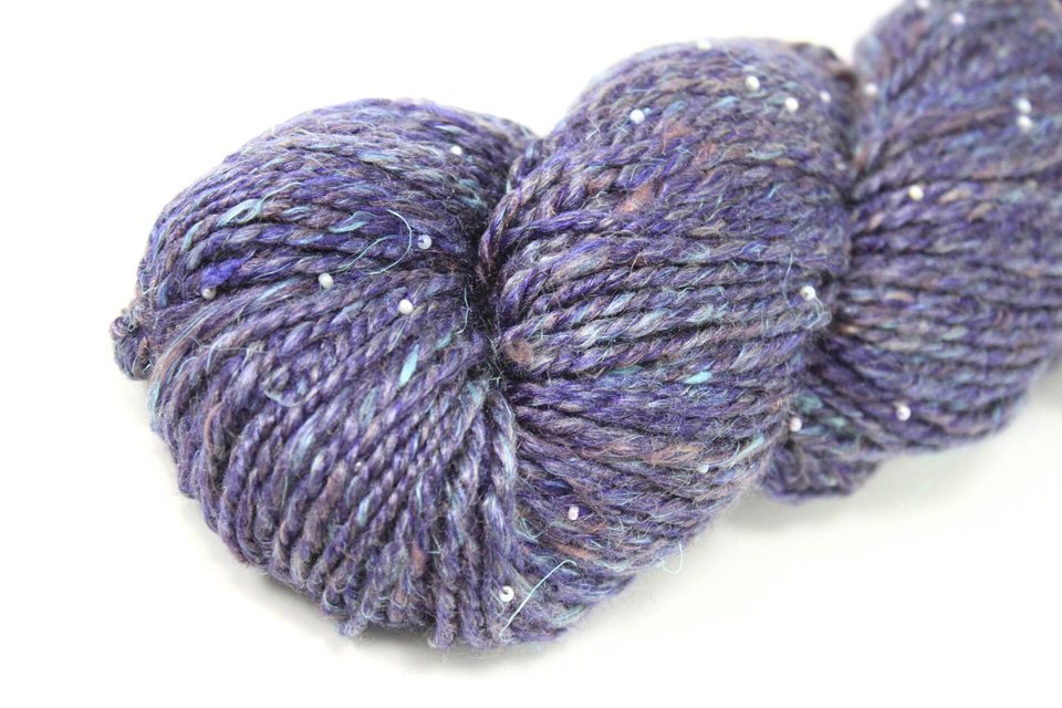 Handspun Beaded Yarn | Merino / Muga Silk / Flax | Galaxy