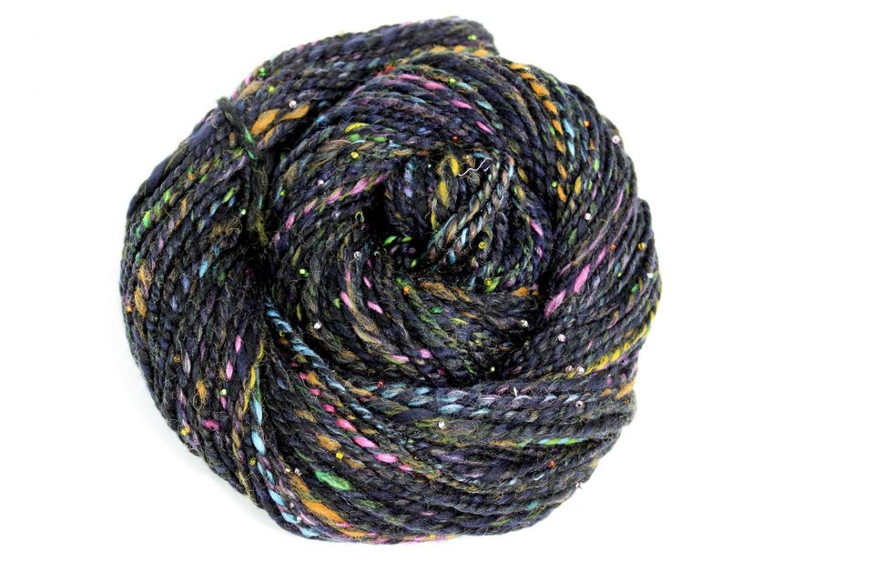 Handspun Beaded Yarn | Mixed Wools | Disco Fever