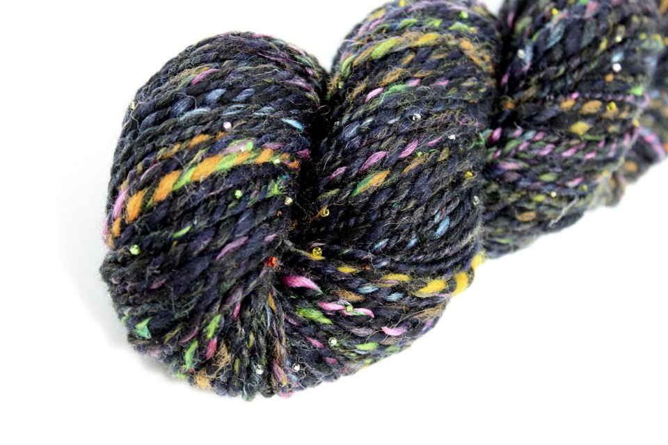 Handspun Beaded Yarn | Mixed Wools | Disco Fever