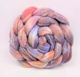 Hand Painted Top / Roving | Advent Day 4 | Polwarth / Nylon / Bamboo | Tea Party