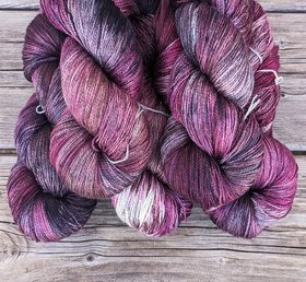 Hand Dyed. Hand Painted Yarn - Mulberry Silk - Fingering Weight Yarn - Pink Panther