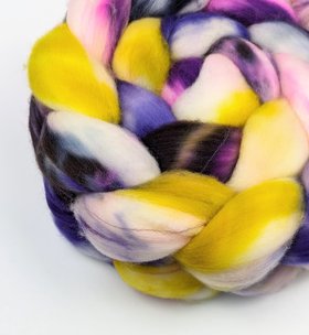 Hand Painted Top / Roving | Superwash 18.5 Micron Merino | Popple